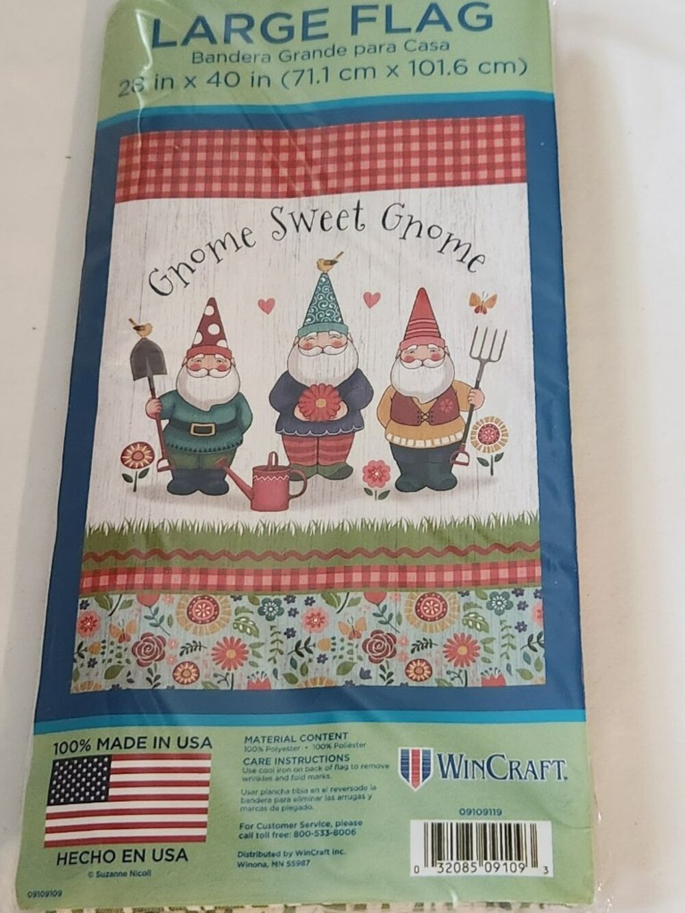 WinCraft flag large size 28" X 40" Gnome Sweet Gnome NIP